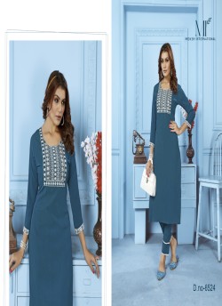 Teal Blue Cotton Readymade Salwar Kameez Embroidered GOLDY VOL-2 6524 A