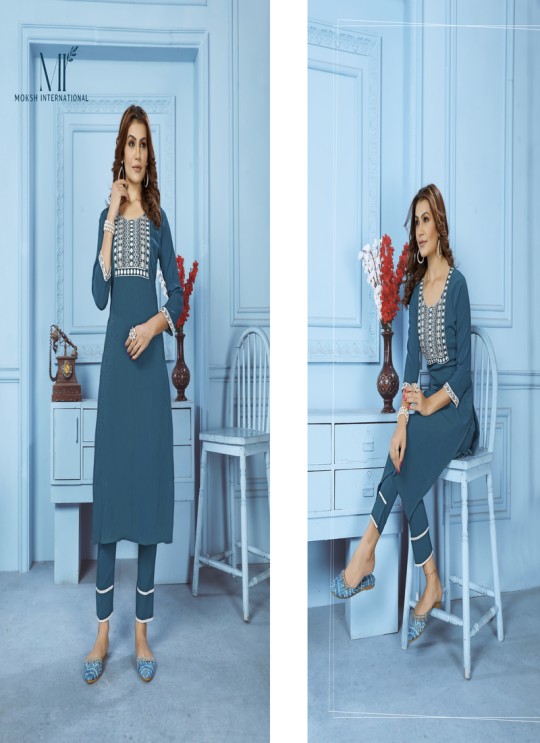 Teal Blue Cotton Readymade Salwar Kameez Embroidered GOLDY VOL-2 6524 A