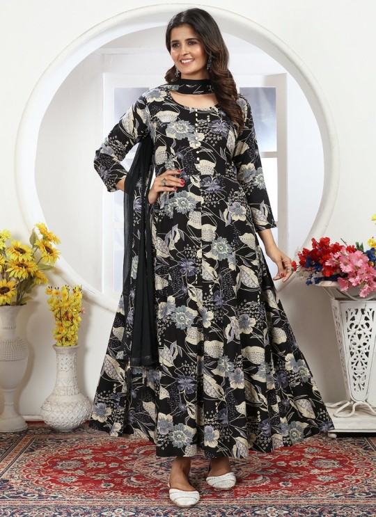 Black Rayon Readymade Anarkali Suits | Digital Print HONEY VOL-1 4113 Black Rayon Readymade Anarkali Suits | Digital Print HONEY VOL-1 4113