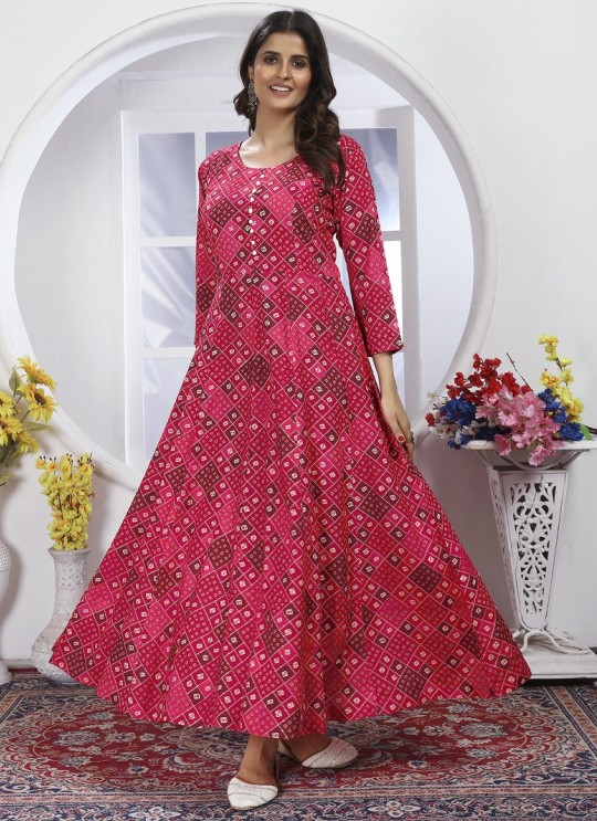 Pink Rayon Readymade Anarkali Suits | Digital Print HONEY VOL-1 4114 Pink Rayon Readymade Anarkali Suits | Digital Print HONEY VOL-1 4114