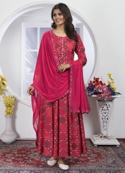 Pink Rayon Readymade Anarkali Suits | Digital Print HONEY VOL-1 4114