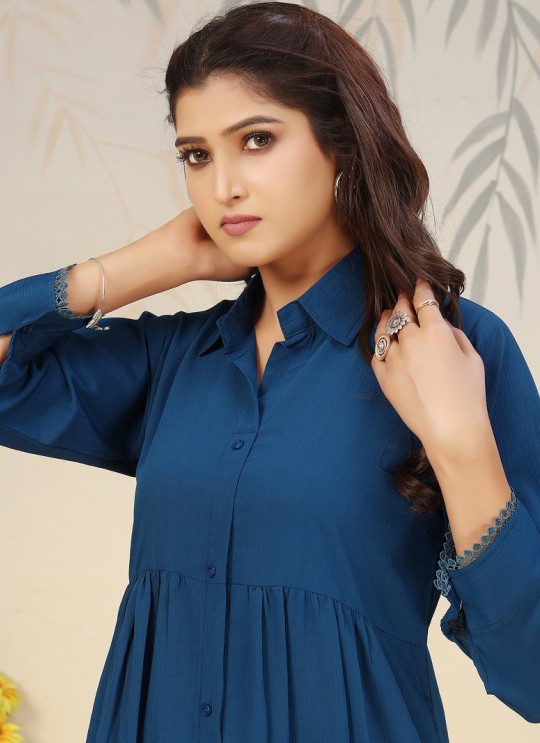 Teal Blue Cotton Readymade Salwar Kameez | Embroidered & Digital Print ICE VOL-1 921 Teal Blue Cotton Readymade Salwar Kameez | Embroidered & Digital Print ICE VOL-1 921