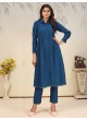 Teal Blue Cotton Readymade Salwar Kameez | Embroidered & Digital Print ICE VOL-1 921 Teal Blue Cotton Readymade Salwar Kameez | Embroidered & Digital Print ICE VOL-1 921