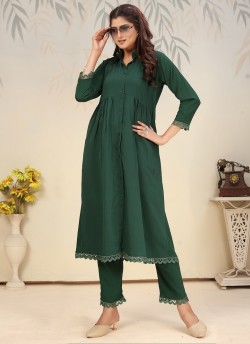 Green Cotton Readymade Salwar Kameez | Embroidered & Digital Print ICE VOL-1 923