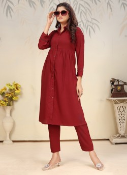 Maroon Cotton Readymade Salwar Kameez | Embroidered & Digital Print ICE VOL-1 924