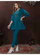 Teal Blue Cotton Readymade Co-ord Set | Embroidered & Handwork Co-Ord Set Karigari 832 Teal Blue Cotton Readymade Co-ord Set | Embroidered & Handwork Co-Ord Set Karigari 832