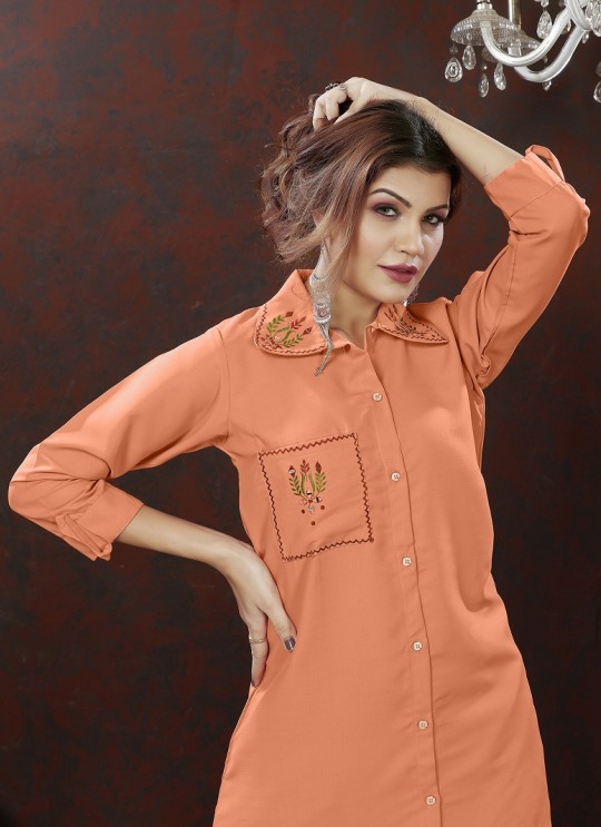Peach Cotton Readymade Co-ord Set | Embroidered & Handwork Co-Ord Set Karigari 833 Peach Cotton Readymade Co-ord Set | Embroidered & Handwork Co-Ord Set Karigari 833