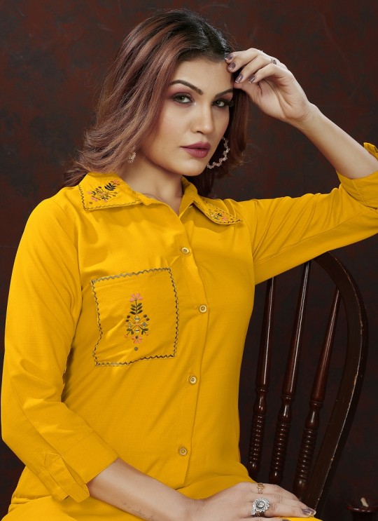 Mustard Cotton Readymade Co-ord Set | Embroidered & Handwork Co-Ord Set Karigari 834 Mustard Cotton Readymade Co-ord Set | Embroidered & Handwork Co-Ord Set Karigari 834