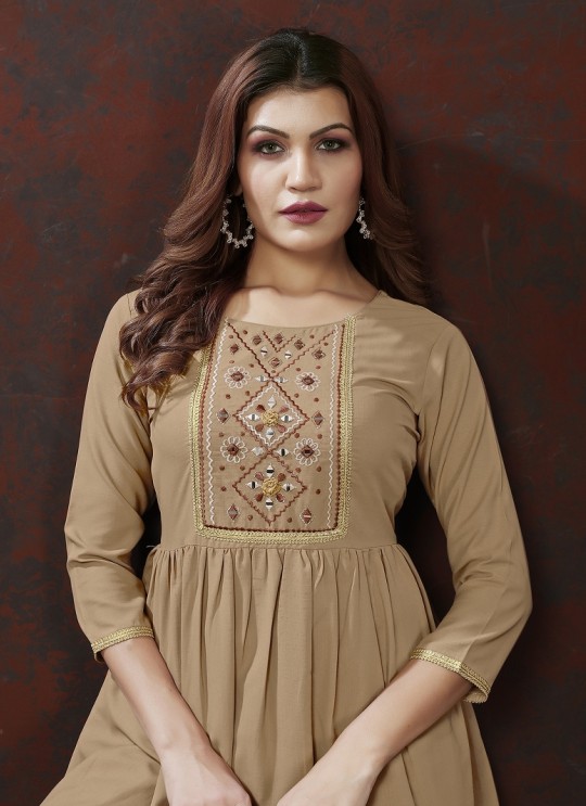 Light Coffee Cotton Readymade Co-ord Set | Embroidered & Handwork Co-Ord Set Karigari 836