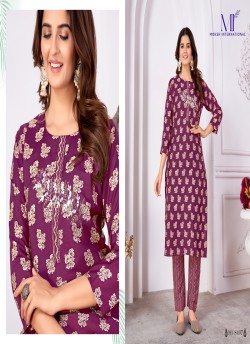 Purple Silk Readymade Salwar Kameez | Embroidered & Digital Print MAGIC VOL-1 8497