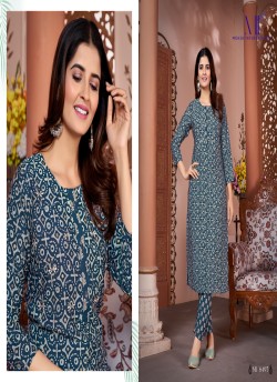 Sea Blue Silk Readymade Salwar Kameez | Embroidered & Digital Print MAGIC VOL-2 8493