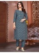 Sea Blue Silk Readymade Salwar Kameez | Embroidered & Digital Print MAGIC VOL-2 8493