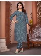 Sea Blue Silk Readymade Salwar Kameez | Embroidered & Digital Print MAGIC VOL-2 8493