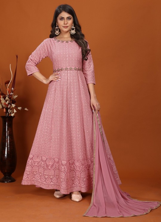 Pink Faux Georgette Readymade Anarkali Suits | Embroidered MAHEK VOL-1 1461 Pink Faux Georgette Readymade Anarkali Suits | Embroidered MAHEK VOL-1 1461