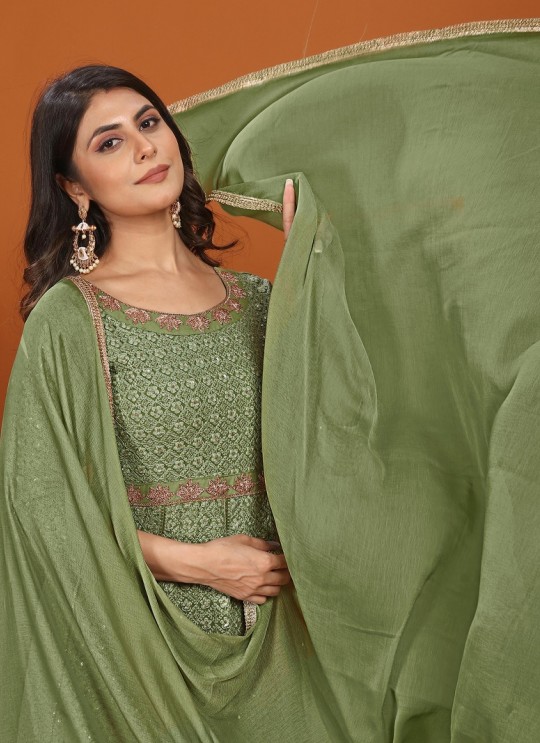 Light Green Faux Georgette Readymade Anarkali Suits | Embroidered MAHEK VOL-1 1462 Light Green Faux Georgette Readymade Anarkali Suits | Embroidered MAHEK VOL-1 1462