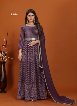 Wine Faux Georgette Readymade Anarkali Suits | Embroidered MAHEK VOL-1 1464