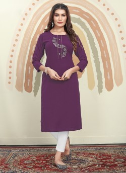 Purple Cotton Readymade Kurti | Embroidered MIRROR VOL-1 663