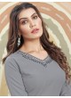 Grey Cotton Readymade Kurti | Embroidered MIRROR VOL-1 664