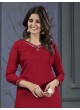 Red Cotton Readymade Kurti with Embroidery from MIRROR VOL-2 With Lycra Pent 665 Red Cotton Readymade Kurti with Embroidery from MIRROR VOL-2 With Lycra Pent 665