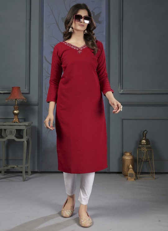 Red Cotton Readymade Kurti with Pant and Embroidery from MIRROR VOL-2 Without Pent 665 Red Cotton Readymade Kurti with Pant and Embroidery from MIRROR VOL-2 Without Pent 665