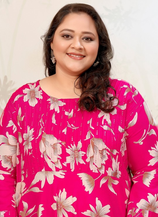 Pink Rayon Readymade Long Kurti | Digital Print PLUS SIZE JOY VOL-1 8649