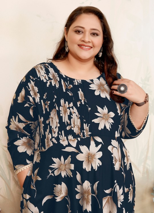 Navy Blue Rayon Readymade Long Kurti | Digital Print PLUS SIZE JOY VOL-1 8650 Navy Blue Rayon Readymade Long Kurti | Digital Print PLUS SIZE JOY VOL-1 8650