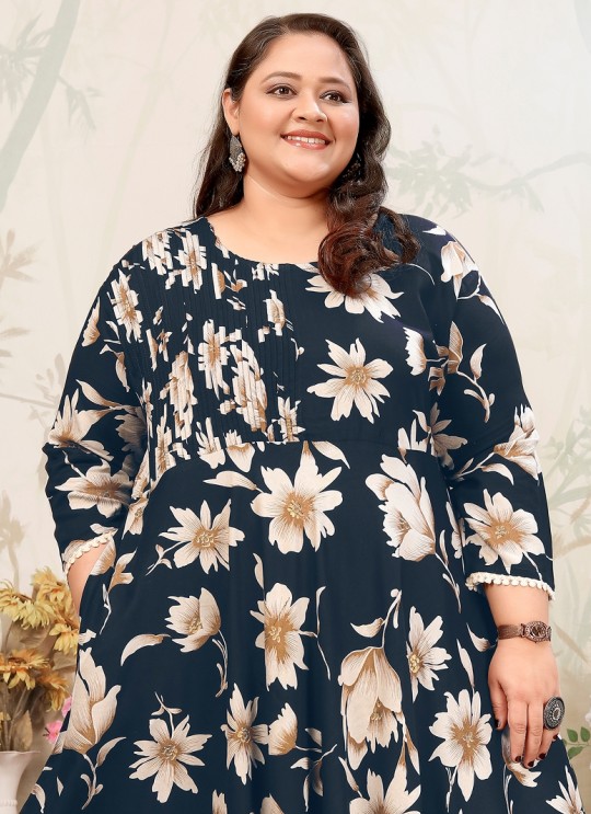 Navy Blue Rayon Readymade Long Kurti | Digital Print PLUS SIZE JOY VOL-1 8650 Navy Blue Rayon Readymade Long Kurti | Digital Print PLUS SIZE JOY VOL-1 8650