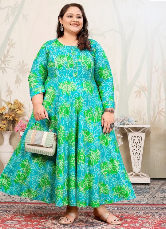 Green Rayon Readymade Long Kurti | Digital Print PLUS SIZE JOY VOL-2 8653 Green Rayon Readymade Long Kurti | Digital Print PLUS SIZE JOY VOL-2 8653