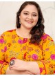 Mustard Rayon Readymade Long Kurti | Digital Print PLUS SIZE JOY VOL-2 8654
