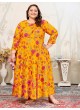 Mustard Rayon Readymade Long Kurti | Digital Print PLUS SIZE JOY VOL-2 8654