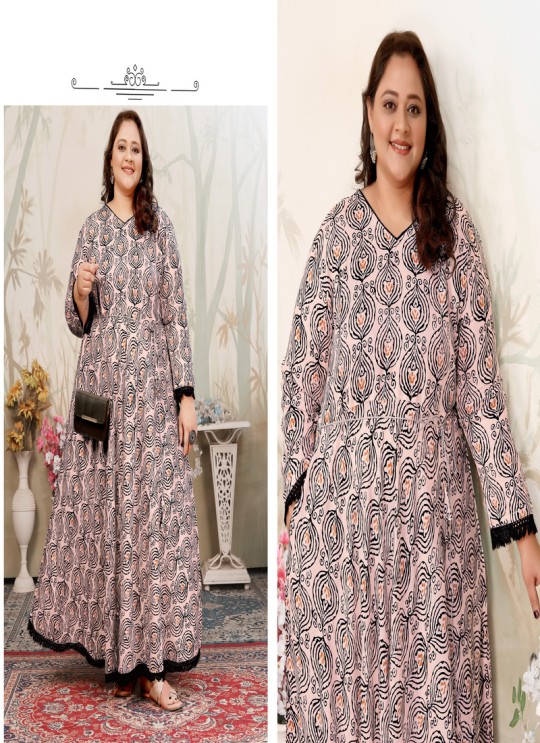 Pink Rayon Readymade Long Kurti | Digital Print PLUS SIZE JOY VOL-2 8655