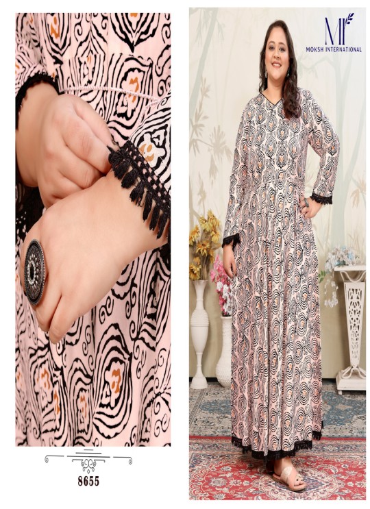 Pink Rayon Readymade Long Kurti | Digital Print PLUS SIZE JOY VOL-2 8655