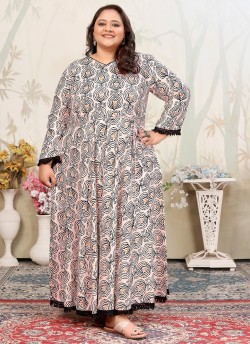 Black Rayon Readymade Long Kurti | Digital Print PLUS SIZE JOY VOL-2 8655