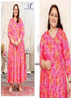 Pink Rayon Readymade Long Kurti | Digital Print PLUS SIZE JOY VOL-2 8656