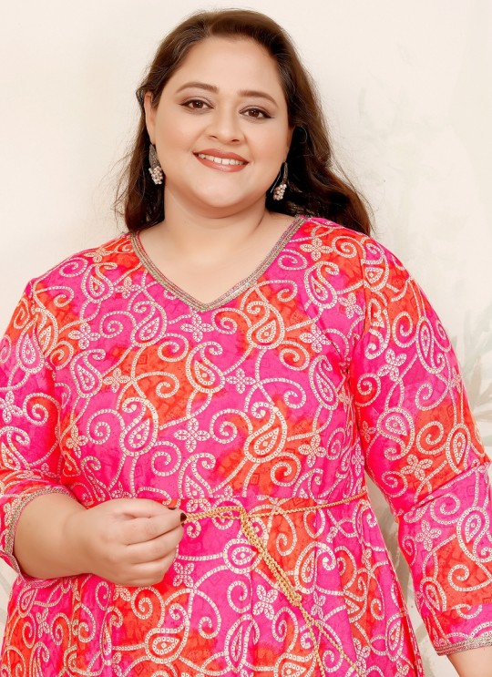 Pink Rayon Readymade Long Kurti | Digital Print PLUS SIZE JOY VOL-2 8656