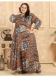 Brown Rayon Readymade Long Kurti | Digital Print PLUS SIZE VOL-2 8626