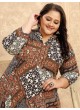 Brown Rayon Readymade Long Kurti | Digital Print PLUS SIZE VOL-2 8626