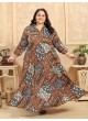 Brown Rayon Readymade Long Kurti | Digital Print PLUS SIZE VOL-2 8626