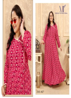 Pink Rayon Readymade Long Kurti | Digital Print PLUS SIZE VOL-2 8627