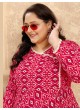 Pink Rayon Readymade Long Kurti | Digital Print PLUS SIZE VOL-2 8627