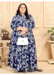 Blue Rayon Readymade Long Kurti | Digital Print PLUS SIZE VOL-2 8628