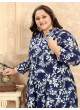 Blue Rayon Readymade Long Kurti | Digital Print PLUS SIZE VOL-2 8628