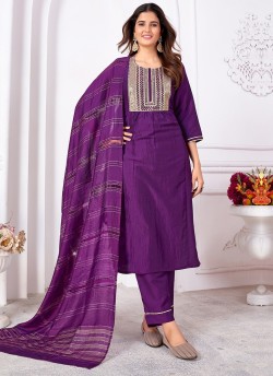 Purple Silk Readymade Salwar Kameez Embroidered RANGOLI VOL-1 3193