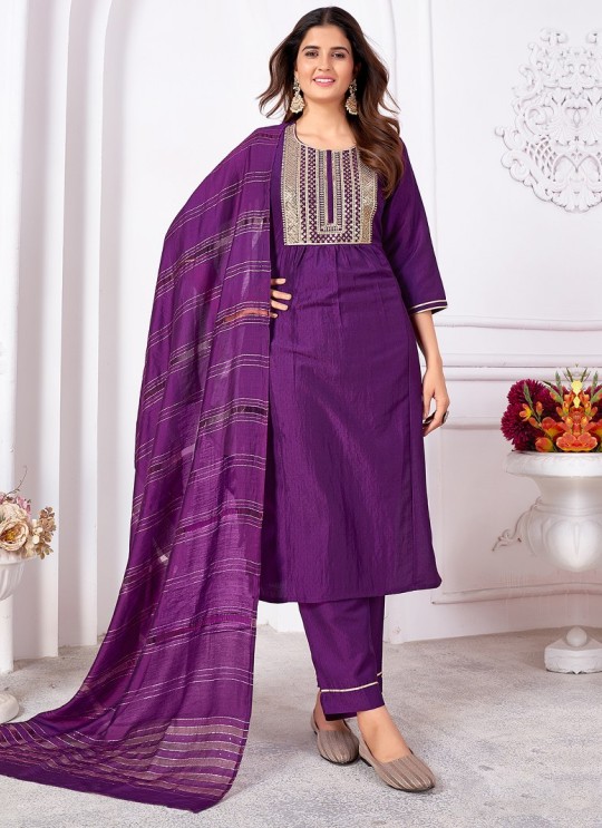 Purple Silk Readymade Salwar Kameez Embroidered RANGOLI VOL-1 3193 Purple Silk Readymade Salwar Kameez Embroidered RANGOLI VOL-1 3193