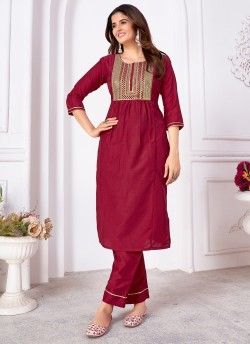 Red Silk Readymade Salwar Kameez Embroidered RANGOLI VOL-1 3194