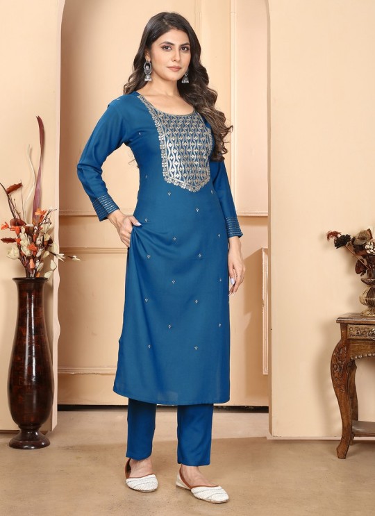 Blue Rayon Readymade Salwar Kameez Heavy Sequence Embroidered RASHMI VOL-1 9001 Blue Rayon Readymade Salwar Kameez Heavy Sequence Embroidered RASHMI VOL-1 9001