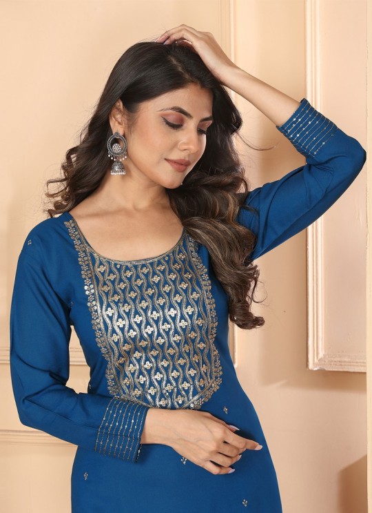 Blue Rayon Readymade Salwar Kameez Heavy Sequence Embroidered RASHMI VOL-1 9001 Blue Rayon Readymade Salwar Kameez Heavy Sequence Embroidered RASHMI VOL-1 9001