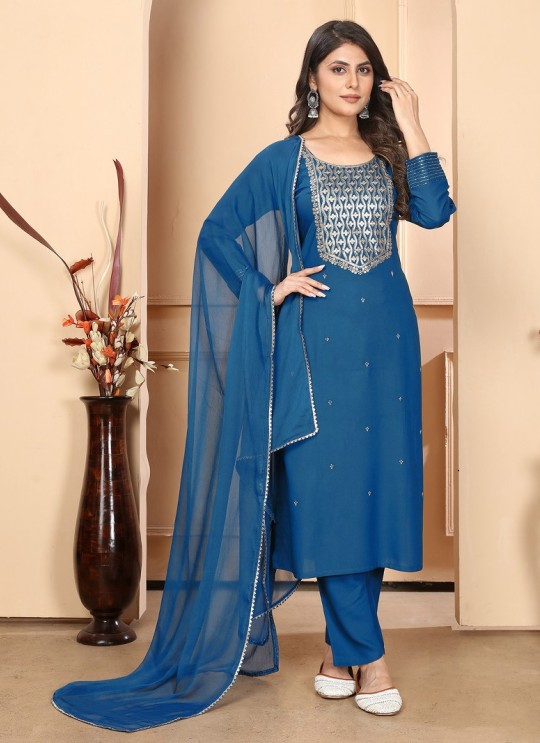 Blue Rayon Readymade Salwar Kameez Heavy Sequence Embroidered RASHMI VOL-1 9001 Blue Rayon Readymade Salwar Kameez Heavy Sequence Embroidered RASHMI VOL-1 9001
