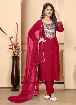 Red Rayon Readymade Salwar Kameez | Heavy Embroidered RASHMI VOL-1 9004