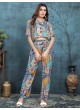 Sky Blue Viscose Readymade Co-ord Set | Digital Print RIHANA VOL-1 842